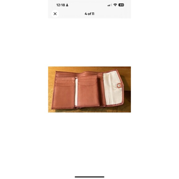 Fossil Genuine Leather Brown Trifold ID Envelope Wallet Snap Closure Vintage - Picture 4 of 11